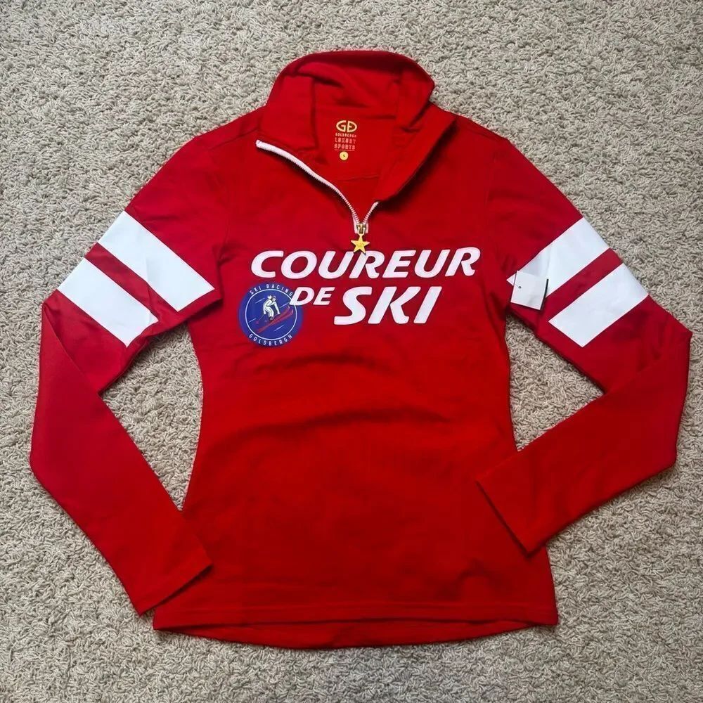 Goldbergh Ski Pully Base Layer Half Zip NWT Small Red White